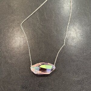 Elegant Silver and pink Swarovski huge crystal Necklace rare!!!